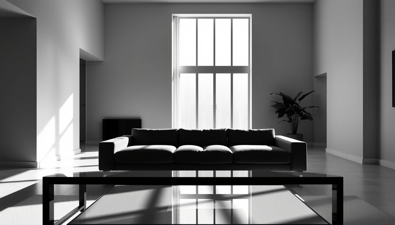 black and white home interior