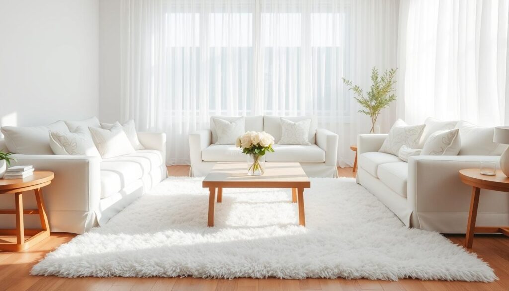 white home interior design with soft fabrics