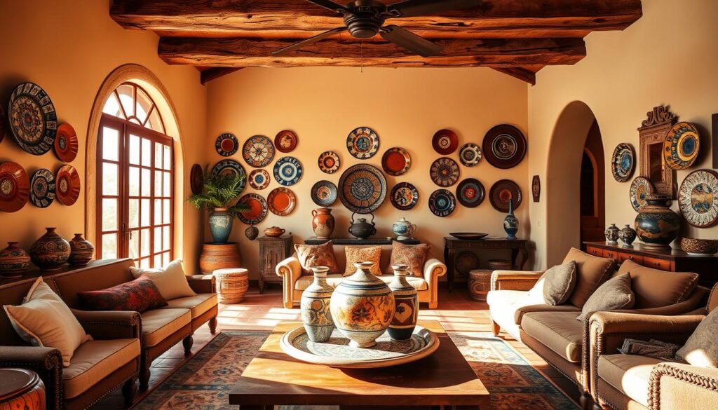 Spanish home interior design with hand-painted ceramics