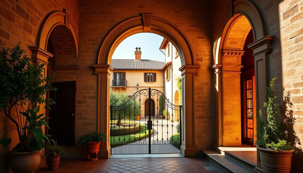 Tuscan architecture arched doorways