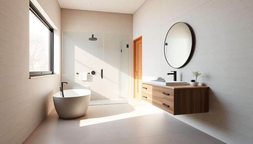 mid century modern bathroom design